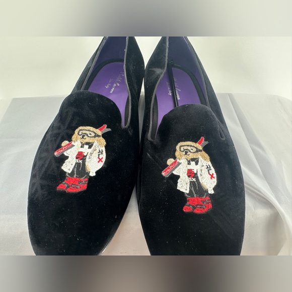 RALPH LAUREN PURPLE Label Polo Bear Dress Shoes Velvet loafers - Picture 4 of 8